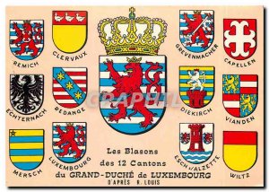 Modern Postcard The Blazon of the 12 cantons of the Grand Duchy of Luxembourg