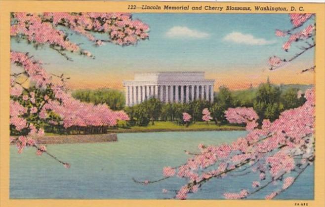 Washington D C Lincoln Memorial and Cherry Blossoms Curteich