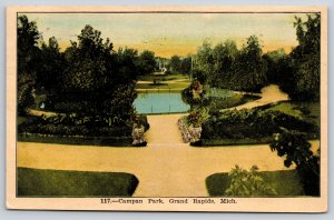Grand Rapids Michigan~Antoine Campan Park Scene~Path Around Pond~1908 Postcard