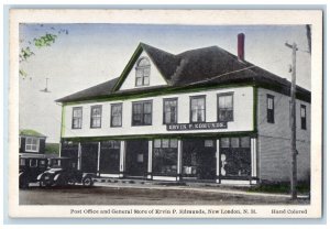 Post Office And General Store New London New Hampshire NH Handcolored Postcard 