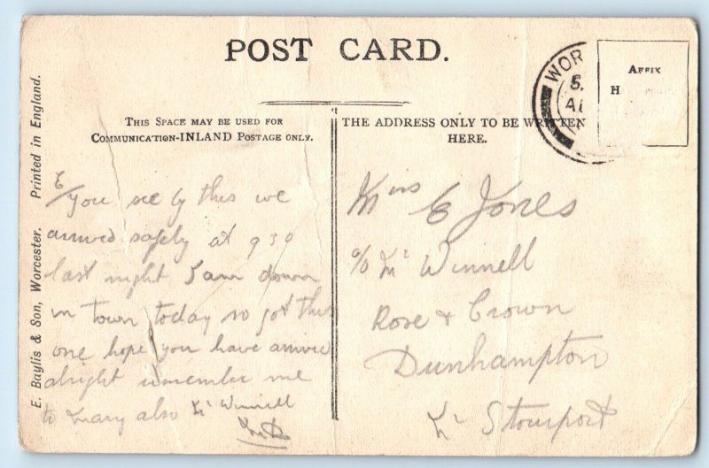 Worcester Worcestershire England Postcard Hindlip Hall c1910 Antique Posted