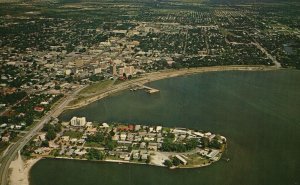 Sarasota Florida, Air View Downtown Bayfront Drive Golden Gate Point, Postcard