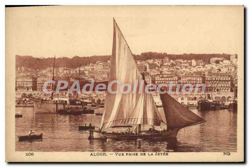 Postcard Old ALGIERS shooting threw the sailboat