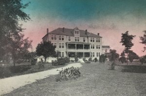 St. Johns Hospital Postcard Anderson Indiana Hand Tinted Colored Blue Sky