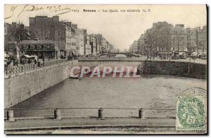 Old Postcard Rennes Quays view Generale