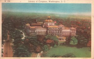 Vintage Postcard 1938 Airplane View Library of Congress Washington D. C.