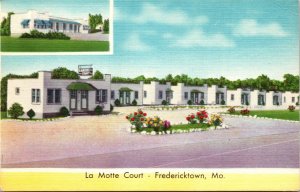 Postcard MO Fredericktown La Motte Court Motel Roadside Route 61 LINEN 1940s V55