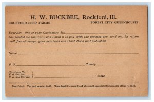 c1900s HW Buckbee Rockford Seeds Farms & Forest City Greenhouses IL PMC Postcard 