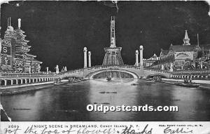 Night Scene in Dreamland Coney Island NY, USA Amusement Park 1905 
