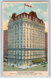 New York City New York Postcard Hotel Martinique Broadway 1927 Vintage Antique