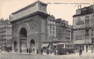 France Paris Porte St Martin Bus Byrrh Advertising Billboard postcard