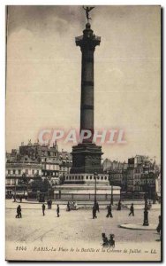 Old Postcard The Paris Square and Basilica The July Column