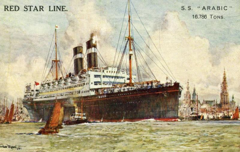 Red Star Line - SS Arabic.   Artist Signed: Charles Dixon