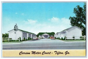 Tifton Georgia GA Postcard Carson Motor Court Exterior Roadside 1962 Vintage