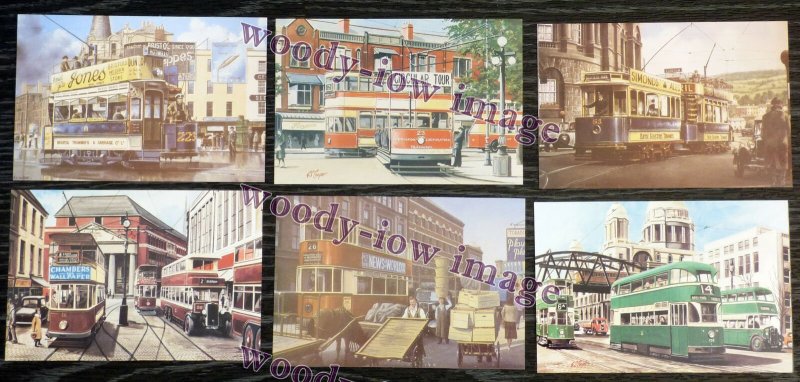 Bu046 - 6 Artiste Postcards De Tramways Par G S Cooper & R K Calvert - Parfait