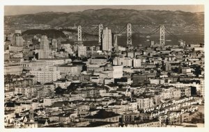 USA San Francisco Looking East Showing Bay Bridge Vintage RPPC 03.86