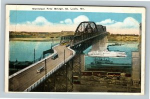 St Louis MO-Missouri, Municipal Free Bridge, Vintage Postcard 