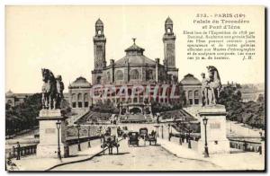 Old Postcard Paris Trocadero Square and Bridge of Jena