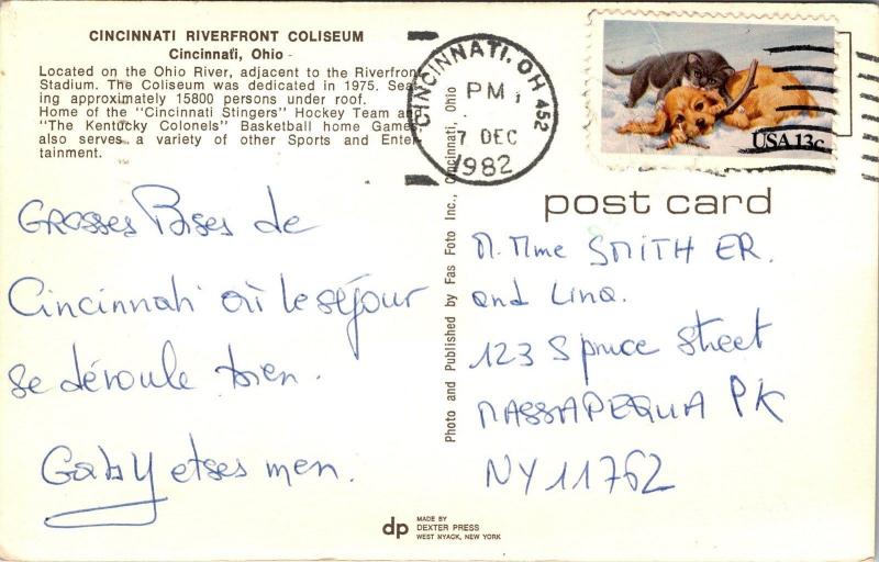 Cincinnati Riverfront Coliseum US Bank Arena c1972 Postcard J05