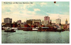 Postcard CITY SKYLINE SCENE Baltimore Maryland MD AQ8994