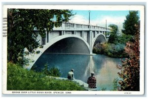 1937 Bridge Over A Little Sioux River Spencer Iowa IA Posted Trees Postcard