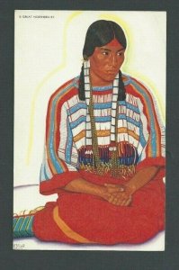 Ca 1936 Post Card Montana Blackfoot Indian Girl A Great Northern Rway Card