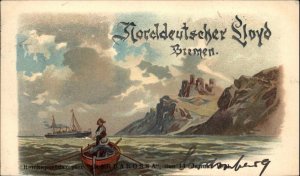 Nordd Lloyd Bremen Steamship BARBAROSSA 1901 USED Menu Topper Postcard