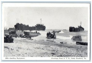 c1940's Landing Equipment Greetings from ATB Camp Bradford VA WW2 Postcard