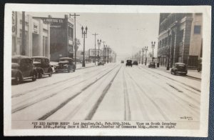 Mint Usa Real Picture Postcard Los Angeles CA 1944 During Snow & Hall Storm