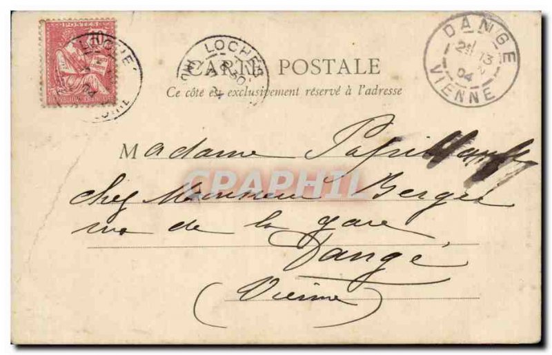 Old Postcard Loches castle