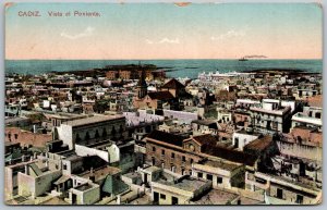 Cadiz Spain 1907 Postcard Vista El Poniente Aerial View To The West