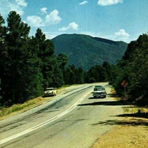 Vintage 1960's Postcard Antique Cars on Highway 89 Yarnell to Prescott Arizona