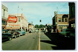 Idaho Falls Idaho ID Postcard Looking East A Street Classic Cars c1960Vintage