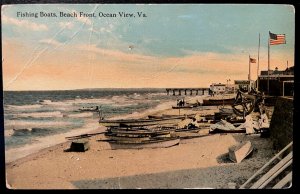 Vintage Postcard 1907-1915 Fishing Boats, Beach Front, Ocean View, Virginia (VA)
