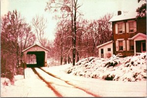 Covered Child Truss Bridge 7 Mile Creek New Hope Rd Eaton Ohio OH Postcard VTG 