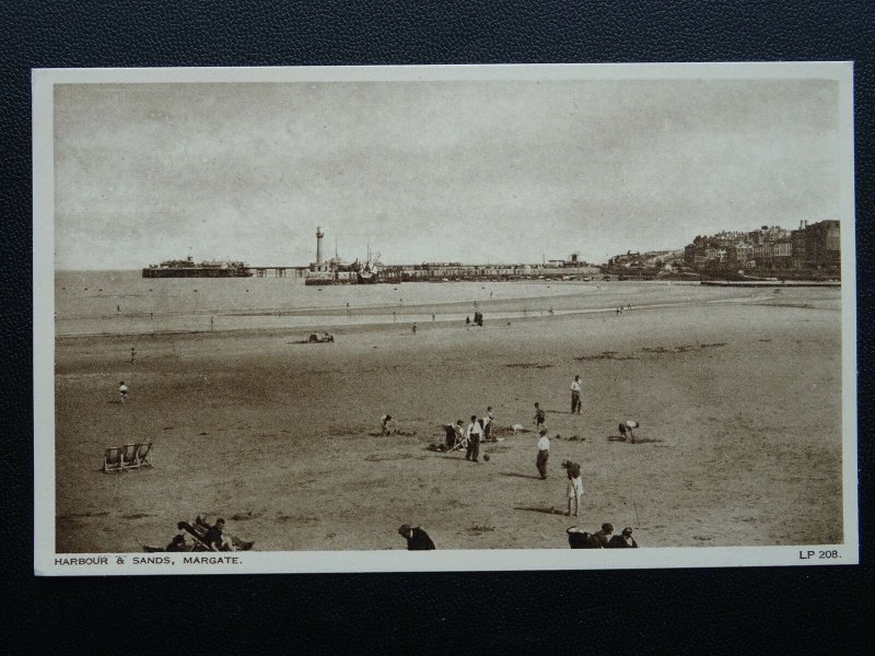 Kent MARGATE Harbour & Sands - Old Postcard by A.H.& S. LP208