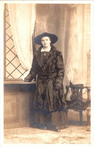 RPPC Young Woman Plus Sized Strunk's Studio Reading PA Real Photo Postcard