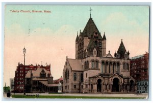 1910 Trinity Church Scene Street Boston Massachusetts MA Posted Antique Postcard 