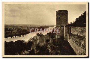 Old Postcard Chateaux De La Loire Chinon Tower Mill Valley and Vienna