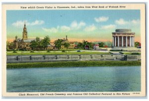 c1940s Clark Memorial Old French Famous Old Cathedral Vincennes Indiana Postcard