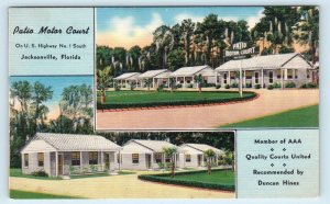 JACKSONVILLE, FL Florida ~ PATIO MOTOR COURT c1950s Cars Roadside Linen Postcard