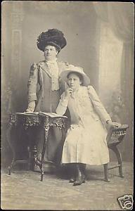 Proud Woman and Girl with Large HAT, Dress (1910) RPPC 