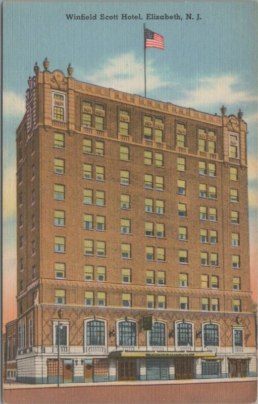 Postcard Winfield Scott Hotel Elizabeth NJ