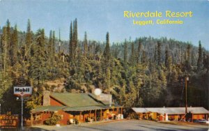 Leggett California Riverdale Resort, Mobile Gas Sign, Vintage Postcard U9613