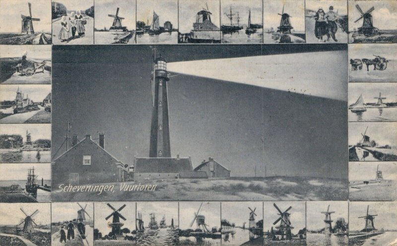 Netherlands Scheveningen Vuurtoren Lighthouse Vintage Postcard 07.56