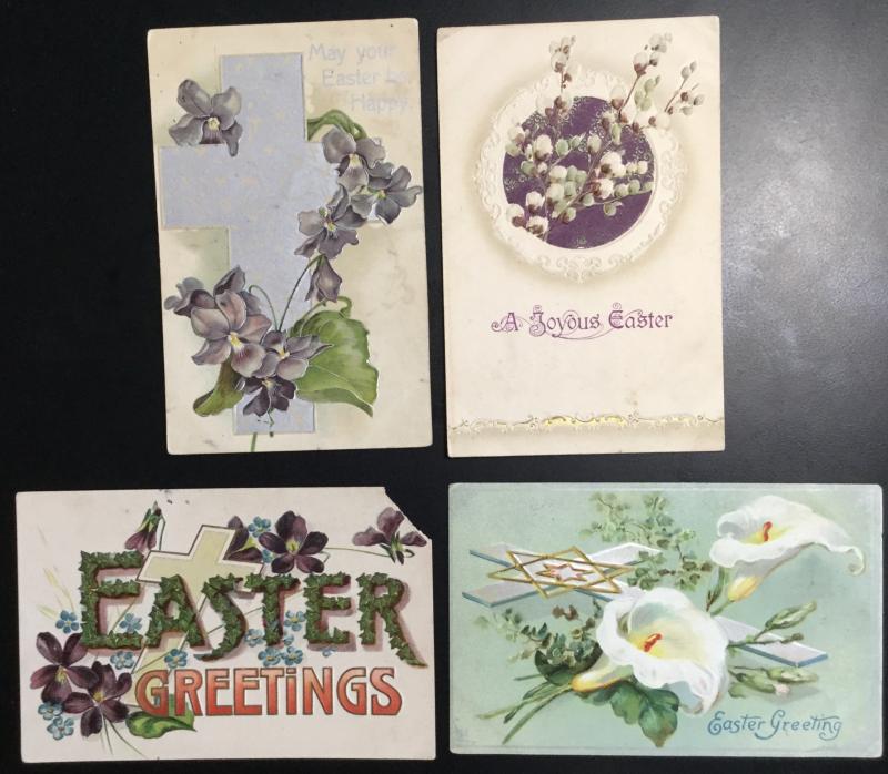 Unused Postcard (4) Easter Flowers LB