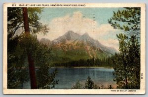 Vintage Idaho Postcard -  Stanley lake   Sawtooth Mountain  1940