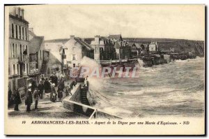 Old Postcard Arromanches Les Bains aspect of the Dike By Maree One of Equinox