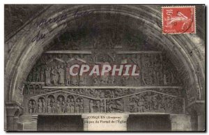 Old Postcard Conques Tympanum of the portal of & # 39eglise