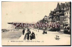 Old Postcard Mers Les Bains Esplanade From the Beach